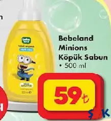 BEBELAND MİNİONS KÖPÜK SABUN 500 ML fiyat ve kampanya bilgisi
